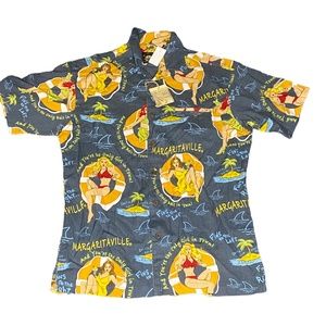 Margaritaville Slate Fins Up Camp Button Up Shirt S